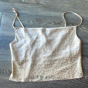 FOREVER21 cream leopard print satin square crop top, new with tag